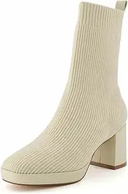 [CUSHIONAIRE] Women's Bancroft Stretch platform heel boot +Memory Foam, Wide Widths Available