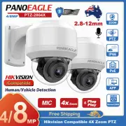 Hikvision Compatible 4K 5MP 8MP 4x Zoom PTZ IP Camera Dome MIC Home Security POE