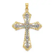 14k Two-tone Gold Two-tone Gold and D/C Filigree Cross Charm