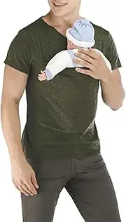 [Generic] Kangaroo Shirt for Dad and Baby, Dad Kangaroo T-Shirt, V Neck Short Sleeve T Shirt
