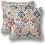 Boho Ethnic Pattern Pillow Covers 18 x 18 Set of 2 Vintage Bohemian Linen