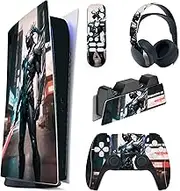 playvital Skin Decal Stickers Compatible with PS5 Console Digital Edition, Vinyl Skin Stickers for PS5 Console, Controller, Charging Station, Headset, Media Remote Control, Cyber Ninja