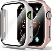 2 Pack Hard Case with Tempered Glass Screen Protector for Apple Watch SE2 SE Series 6 Series 5 Series 4 40mm,Overall PC iWatch 40mm Protective Cover