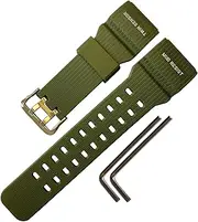[Rihahisy] Natural Rubber Strap/Replacement Watch Band for Casio men's G-Shock Master of G Mudmaster Twin Sensor Sports Watch GG-1000/ GWG-100/ GSG-100 Series Watch Strap