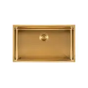 AGUZZO Stainless Steel Kitchen and Laundry Sink - 762mm Single Bowl DEEP - Brushed Gold - Top/Under Mount