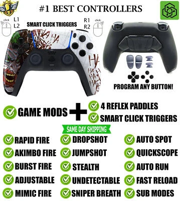 HA HA HA Click Triggers + V4 Modded + 4 Paddles Silent Modz Controller for PS5