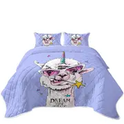 Funny and Positive Unicorn Llama Coverlet