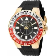 Invicta Men's Watch Aviator Quartz Compass Black and Red Dial Rubber Strap 19271