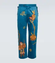 [Bode] Bode Bell Flower cotton pants 30 blue