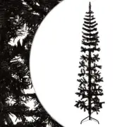 Slim Artificial Half Christmas Tree with Stand Black 180cm Xmas Decor