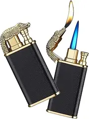 Torch Lighter, Magic Dual Flame Crocodile Lighter,Creative Windproof Crocodile Gas Lighter, Cool Dual Jet Flame Butane Lighter,Refillable Butane Lighter for Outdoor Indoor (Crocodile Black)