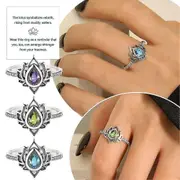 LOTUS RING, 925 Sterling Silver Lotus Flower High Polish Tarnish Resistant Blue 10
