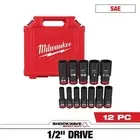 Milwaukee SHOCKWAVE 1/2 in. Drive SAE Deep Well Impact Socket Set (12-Piece)