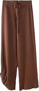 [Generic] Women Pants Long Straight Pants Women Loose Trousers Thick Warm Casual Knitted Sweater Pants
