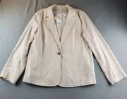 J. Crew Blazer Womens 14 Dusty Ivory Relaxed Linen Blend Unconstructed