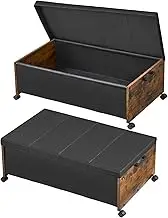 FOUCSSOMEI Under Bed Storage with Wheels, Bigger Size, Under Bed Drawers Heavy Duty, 2 Packs, Wooden Under Bed Storage Containers Organizer, Metal Frame, Patented Design