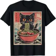 Retro Ramen Cat | Japanese Aesthetic T-Shirt Unisex Heavy Cotton Tee