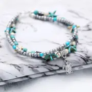 Women's Fashion Jewelry Turtle Starfish Turquoise Bead Anklet 65-8