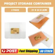 2x Project Storage Container for Sorting & Storing Supplies Clear 31 X 22 X 2cm