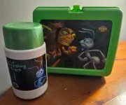 Vintage Disney's A Bug's Life Plastic Green Lunch Box With Thermos