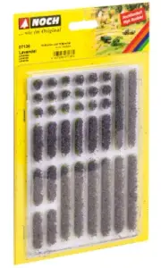 NOCH Lavender - Grass Tips Refined w/Fine Purple Flock, 18 Strips & 18 Tufts