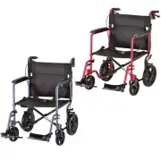 Nova 20" Lightweight Folding Transport Chair Wheelchair 12″ Rear Wheels RED BLUE