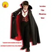 Transylvanian Vampire Boys Deluxe Halloween Costume Inc Necklace Vest Cape Pant