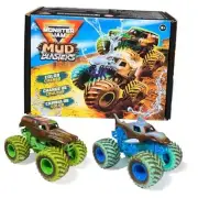 Mud Blasters, Grave Digger and Megalodon Color Changing Trucks 2-Pack, 1:64