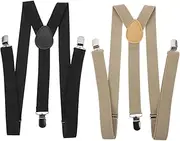 [FOMIYES] 2pcs Y-back Elastic Suspenders Adjustable Unisex Braces for Work School and Special Events Design for