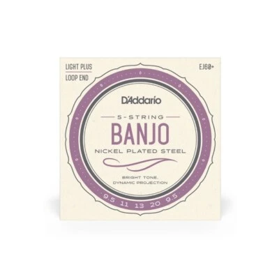 D’Addario EJ60+ 9.5-20 Light Plus, 5-String, Nickel Banjo Guitar Strings