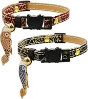 Cute Collar for Cats Pets Breakaway with Bell & Koinobori Charm Japanese Cat Collar Adjustable Cotton & Leather Pet Safety Kitten Collar for Cats Puppy Dogs 2PCs Blue & Red