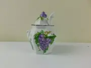 Vintage 1991 LENOX Fine Painted Porcelain Grape Jelly Jar, Lid, Spoon MC