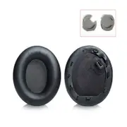2 Leather Headset Earmuffs for Sony 1000xm4 with Snap - Black