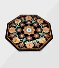 15 Inches Marble side Table Top Inlay Semi Precious stone center Table for Home