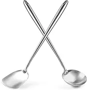 YOSUKATA 17’’ Wok Spatula and Ladle - Set of 2 Heat-Resistant Wok Tools - Universal Wok Ladle and Spatula - High-Grade Stainless Steel Cooking Utensils and Wok Accessories - Solid Wok Utensils