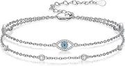 [KoyeKei] Evil Eye Anklet Blue Evil Eye Anklets 925 Sterling Silver Greek Blue Eyes Protection Chain Jewelry for women, One Size, Silver, no gemstone