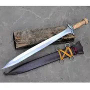 Handmade 26" High Carbon Steel Long Greek Xiphos Sword With Scabbard Vikings