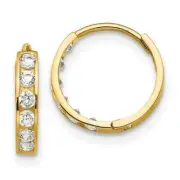 *BRAND NEW* 14k Yellow Gold Madi K CZ Children's Hinged Hoop Earrings GK650