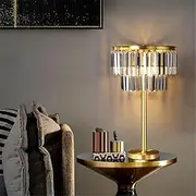 Contemporary Brass Crystal Table Lamp LED Fashion Luxury Art Living Room Study Villa Hotel Bedroom Bedside Desk Light (B Table Lamp S)