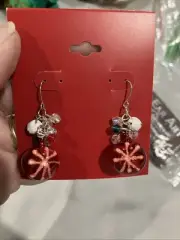 Jingle Bell Christmas Earrings Kohl’s Snowflake Glitter Red Green White Dangle