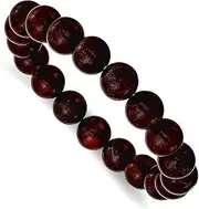 [JewelryWeb] 10mm Black and Red Agate Beaded Stretch Bracelet-Stretch-Bracelet for Women