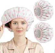 YIZIJIZI 2 Pieces Heat Cap For Deep Conditioning, Conditioning Cap Made Of Aluminum Foil For Home And Salon Use, Hair Dyeing And Hot Oil Treatment Tools (White pink)