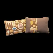 Clarence House AZTEC Wool Crewel Fabric Pair of Pillows & Down Feather Inserts