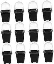 HIAKDOFT 12Sets Nursery Pots with Humidity Dome Plastic Sowing Pots for Outdoor Gardening for Succulents and Plants Durable and Lightweight with Drainage