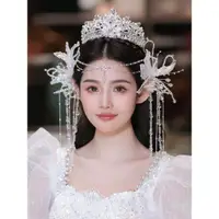 在飛比找ETMall東森購物網優惠-水舞A4903新娘頭飾新款韓式水鉆皇冠額飾邊夾結婚紗禮服寫真