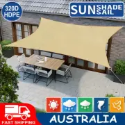 Rectangle Triangle Sun Shade Sail Shade Cloth HDPE 320GSM Sand Outdoor Canopy