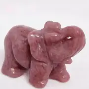 Natural Strawberry Quartz Crystal Elephant Carved Gemstone Animal Healing Reiki