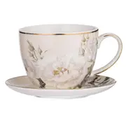 2pc Ashdene Elegant Rose 310ml Fine Bone China Coffee Tea Cup & Saucer Set Cream