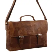 Pierre Cardin Genuine Leather 39cm Computer Bag Cognac PC2801