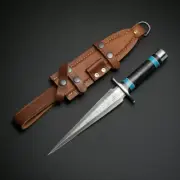 12" ARKANSAS TOOTHPICK CUSTOM HANDMADE DAMASCUS STEEL DAGGER KNIFE WITH SHEATH